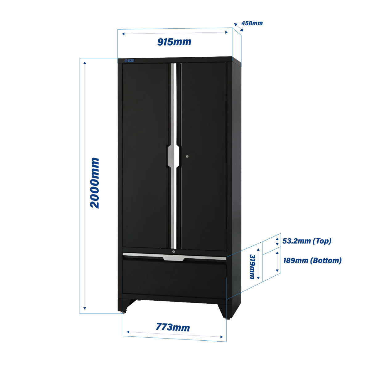 SGS Double Cabinet with Drawer For Modular Garage Storage
